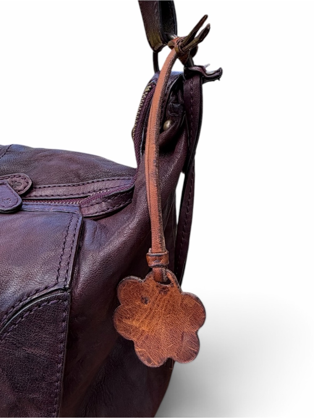 Vintage- styled Floral Leather Bag Charm